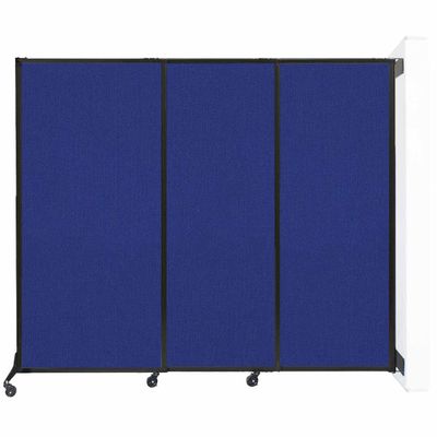 Versare Wall-Mounted QuickWall Slide-Open Portable Partition | Wheels or Stationery Option | Durable Privacy Room Divider Screen | Made in USA | 7' x 5'10" Royal Blue Fabric Panels