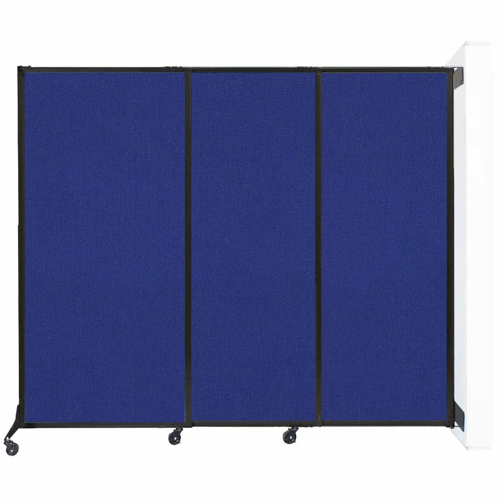 Versare Wall-Mounted QuickWall Slide-Open Portable Partition | Wheels or Stationery Option | Durable Privacy Room Divider Screen | Made in USA | 7' x 5'10" Royal Blue Fabric Panels