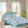 C&F Home Turtle Bay Twin 2 Piece Reversible Coverlet Quilt Set with 1 Standard Sham Quilt Set White Blue Teal Beach Coastal Nautical Reverse to Stripes Twin 2 Piece Set Blue view 1