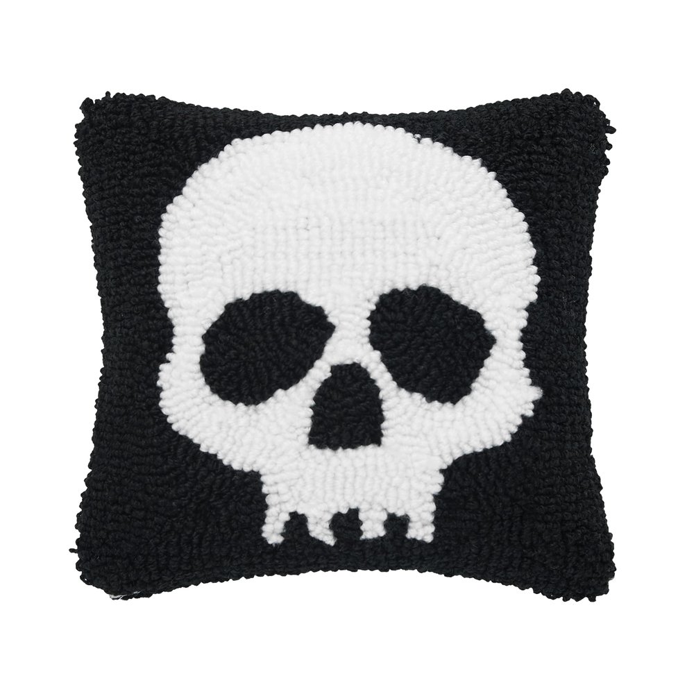 C&F Home Skull Skeleton Hooked Halloween Small Petite Accent Pillow 8" x 8" Spooky Graveyard Smash Cute Cozy Home Living Room Couch Sofa Bed Bedding Decor Decoration 8" x 8" Black