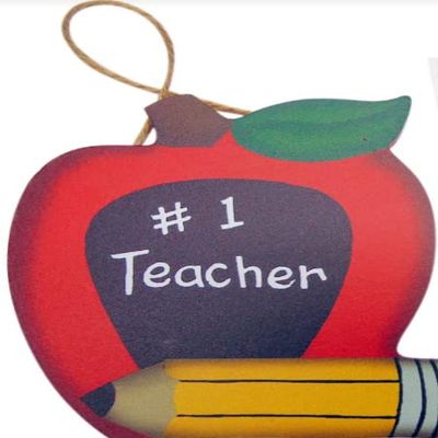 Teacher Ornament #1 Best Educator Appreciation Wooden Apple Shaped Christmas Tree Decoration with Prayer Card