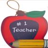 Teacher Ornament #1 Best Educator Appreciation Wooden Apple Shaped Christmas Tree Decoration with Prayer Card view 1
