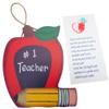 Teacher Ornament #1 Best Educator Appreciation Wooden Apple Shaped Christmas Tree Decoration with Prayer Card view 2