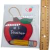 Teacher Ornament #1 Best Educator Appreciation Wooden Apple Shaped Christmas Tree Decoration with Prayer Card view 3