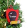 Teacher Ornament #1 Best Educator Appreciation Wooden Apple Shaped Christmas Tree Decoration with Prayer Card view 4