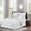 C&F Home Miriam Slate Full/Queen 3 Piece Reversible Coverlet Quilt Set With 2 Standard Shams Quilt Set Grey And White Toile Floral Elegant Reverse To Grey And White Stripe Full/Queen 3 Piece Set Slate view 1