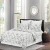 C&F Home Miriam Slate Full/Queen 3 Piece Reversible Coverlet Quilt Set With 2 Standard Shams Quilt Set Grey And White Toile Floral Elegant Reverse To Grey And White Stripe Full/Queen 3 Piece Set Slate view 3