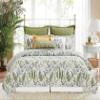 C&F Home Cecil Twin 2 Piece Reversible Coverlet Quilt Set with 1 Standard Sham Quilt Set White and Green Botanical Watercolor Fern and Plants Geometric Reverse Twin 2 Piece Set Green view 2