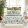 C&F Home Cecil Twin 2 Piece Reversible Coverlet Quilt Set with 1 Standard Sham Quilt Set White and Green Botanical Watercolor Fern and Plants Geometric Reverse Twin 2 Piece Set Green view 3