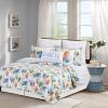 C&F Home Marino Twin 2 Piece Reversible Coverlet Quilt Set with 1 Standard Sham Quilt Set Nautical Beach Ocean Watercolor Colorful Reverse to Blue and White Trellis Twin 2 Piece Set Blue view 1