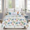 C&F Home Marino Twin 2 Piece Reversible Coverlet Quilt Set with 1 Standard Sham Quilt Set Nautical Beach Ocean Watercolor Colorful Reverse to Blue and White Trellis Twin 2 Piece Set Blue view 2