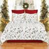 C&F Home Edith Full/Queen 3 Piece Reversible Coverlet Quilt Set with 2 Standard Shams Quilt Set Winter Holly Botanical Watercolor Plaid Blue and Red Reverse Full/Queen 3 Piece Set White view 1