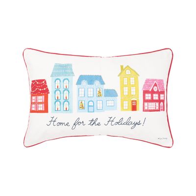 C&F Home Village Holiday Printed & Embellished Throw Pillow 22" x 14" White