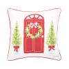 C&F Home Door Wreath Printed & Embellished Throw Pillow 18" x 18" 18" x 18" Red view 1