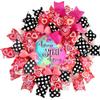 Handmade Valentines Day Deco Mesh Conversation Sweethearts  Home Sweet Home Wreath for Front Door Outside Decorations view 1