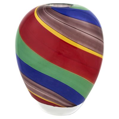 Badash Rainbow Murano-Style Art Glass Vase - 8.5" Tall Mouth-Blown Glass Vase - Contemporary Home Decor Accent Piece