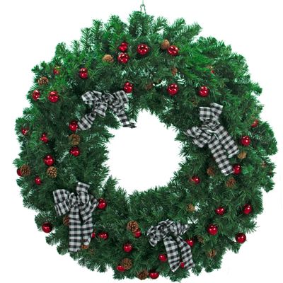 48IN Premier Pine Fir Christmas Wreath Artificial PVC Brush Unlit 4FT Diameter