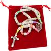 Holy Land Market Medjugorje Stone Rosary with Silver Beads & Saint Benedict Medal, Beautiful Rosary from Apparition Hill view 1