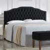 24KF Upholstered Button Tufted King Size Headboard with Nailhead Trim, Soft Velvet Fabric Headboard King/Cal King Size-Black view 1