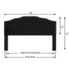 24KF Upholstered Button Tufted King Size Headboard with Nailhead Trim, Soft Velvet Fabric Headboard King/Cal King Size-Black view 2
