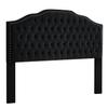 24KF Upholstered Button Tufted King Size Headboard with Nailhead Trim, Soft Velvet Fabric Headboard King/Cal King Size-Black view 3