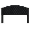 24KF Upholstered Button Tufted King Size Headboard with Nailhead Trim, Soft Velvet Fabric Headboard King/Cal King Size-Black view 4