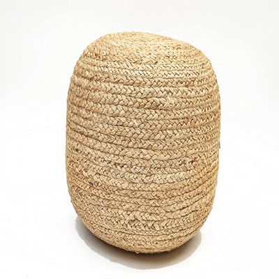 Agro Richer Home Dcor Round Jute Pouf Ottoman Footrest Bean Bag, Floor Chair Great for The Living Room, Bedroom and Kids Room Rustic Farmhouse Decor (Cover Only) 18x18x14 (18x18x14, Natural Beige)