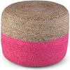 Agro Richer Home Dcor Round Jute Pouf Ottoman Footrest Bean Bag, Floor Chair Great for The Living Room, Bedroom and Kids Room Rustic Farmhouse Decor (Cover Only) 18x18x14 (18x18x14, Pink, Natural) view 2