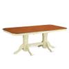 9 Pc Dining Room Set for 8 People, Self Storage Butterfly Leaf Extendable Rectangle Dining Table with Pedestal Legs and 8 Wooden Seat Dining Chairs for Kitchen Dining Room, in Buttermilk and Cherry view 3