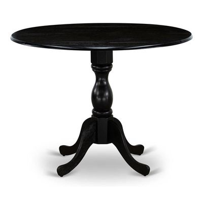 Pemberly Row Wood Dining Table with Pedestal Legs in Black, 30" H x 42" W x 42" D