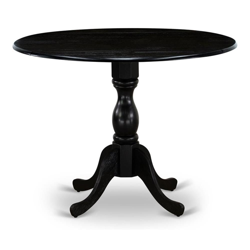 Pemberly Row Wood Dining Table with Pedestal Legs in Black, 30" H x 42" W x 42" D