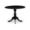 Pemberly Row Wood Dining Table with Pedestal Legs in Black, 30" H x 42" W x 42" D view 4