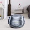Agro Richer Home Dcor Round Jute Pouf Ottoman Footrest Bean Bag, Floor Chair Great for The Living Room, Bedroom and Kids Room Rustic Farmhouse Decor 20x20x14 (Cover Only) (20x20x14, Blue+Ivory) view 1