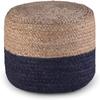 Agro Richer Home Dcor Round Jute Pouf Ottoman Footrest Bean Bag, Floor Chair Great for The Living Room, Bedroom and Kids Room Rustic Farmhouse Decor (Cover Only) (Navy, Natural), 18x18x14 inches view 2