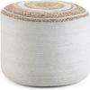 Agro Richer Round White Cotton Jute Pouf Bean Bag, Floor Chair for The Living Room, Bedroom and Kids Room Rustic Farmhouse Decor Ottoman Footrest(Cover Only) 18x18x14 (18x18x14, Whitecotton+Jute) view 3