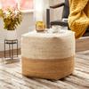 Agro Richer Square Cube Jute Pouf Bean Bag, Floor Chair Great for The Living Room, Bedroom and Kids Room Rustic Farmhouse Decor Ottoman Footrest(Cover Only) 18x18x18 (18x18x18, White+Natural) view 1