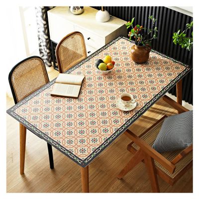 AYLYHD Leather Retro Table Cloth Cover Water Proof Oil-Proof Anti-Scald Soft Glass Table Cover 2mm Thick Table Mat Coffee Table Desktop Protection Pad (Color : A, Size : 60x120cm/23.62x47.24in)