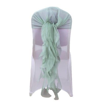 Balsa Circle 10 Eucalyptus Sage Curly Chiffon Chair Sashes Bows Ties - Wedding Ceremony Reception Decorations Supplies Wholesale