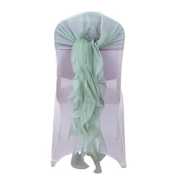 Balsa Circle 10 Eucalyptus Sage Curly Chiffon Chair Sashes Bows Ties - Wedding Ceremony Reception Decorations Supplies Wholesale