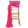 10 Fuchsia Curly Chiffon Chair Sashes Bows Ties - Wedding Party Ceremony Reception Decorations Cheap Supplies Wholesale view 1