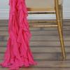 10 Fuchsia Curly Chiffon Chair Sashes Bows Ties - Wedding Party Ceremony Reception Decorations Cheap Supplies Wholesale view 2