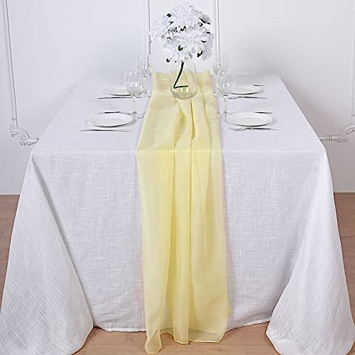 12 pcs 72-Inch Yellow Extra Long Premium Chiffon Table Top Runners - Wedding Party Linens Dinner Reception Decorations