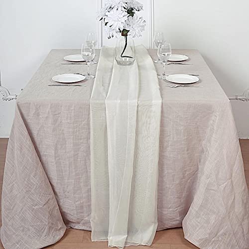 12 pcs 72-Inch Ivory Extra Long Premium Chiffon Table Top Runners - Wedding Party Linens Dinner Reception Decorations
