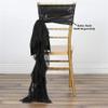 10 Black Curly Chiffon Chair Sashes Bows Ties - Wedding Party Ceremony Reception Decorations Cheap Supplies Wholesale view 1