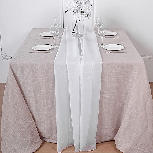 10 pcs 72-Inch White Extra Long Premium Chiffon Table Top Runners - Wedding Party Linens Dinner Reception Decorations