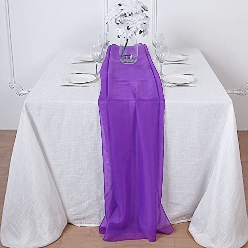 10 pcs 72-Inch Purple Extra Long Premium Chiffon Table Top Runners Wedding Party Linens Dinner Reception Decorations