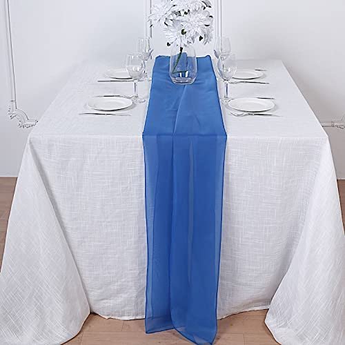 12 pcs 72-Inch Royal Blue Extra Long Premium Chiffon Table Top Runners Wedding Party Linens Dinner Reception Decorations