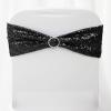 10 Black Spandex Sequined Chair Sashes Bows Ties - Wedding Party Ceremony Reception Decorations Supplies Wholesale view 3