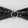 10 Black Spandex Sequined Chair Sashes Bows Ties - Wedding Party Ceremony Reception Decorations Supplies Wholesale view 4