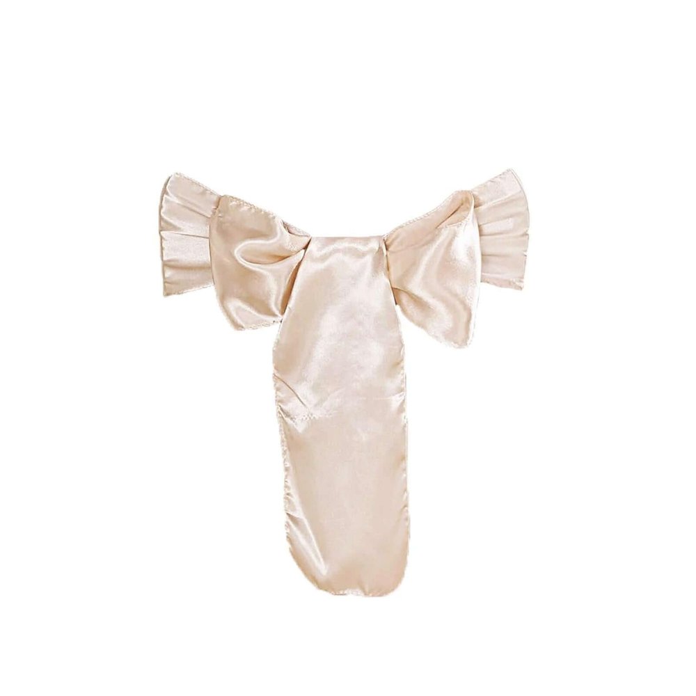 50 Beige Satin Chair Sashes Bows Ties for Wedding Decorations Party Supplies Events Chair Covers Decor Banquet Reception